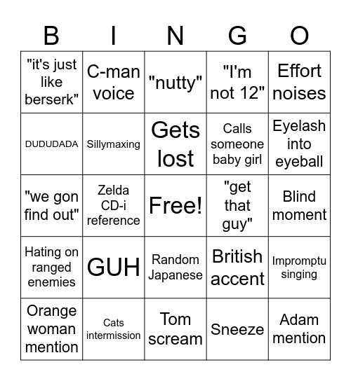Mori Calliope's stream bingo Card