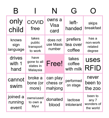Bingo NAVigation Bingo Card