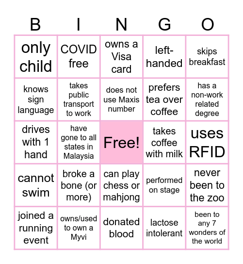 Bingo NAVigation Bingo Card