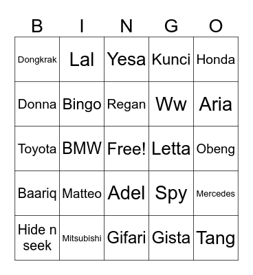 Bingo Matteo Bingo Card