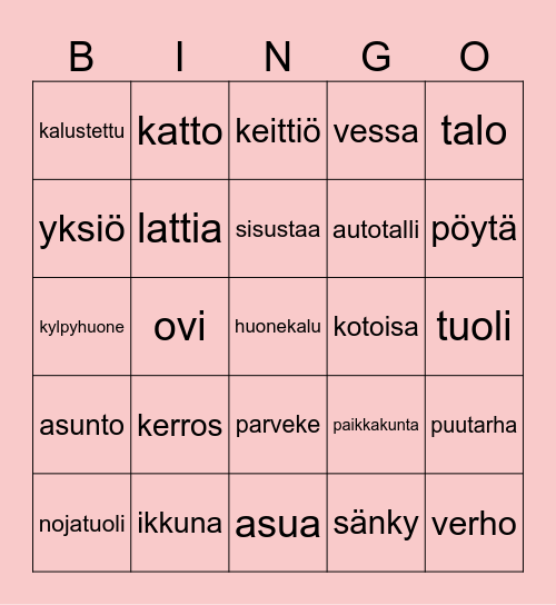Fokus 4 Tema boende Bingo Card