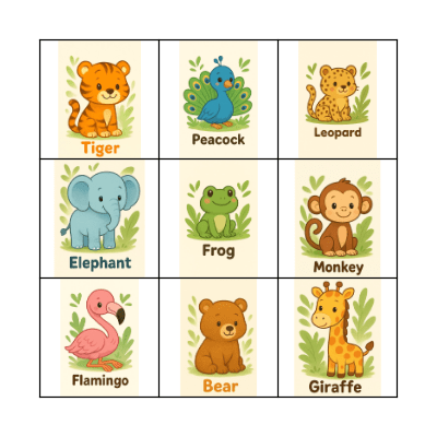 Animal bingo Card