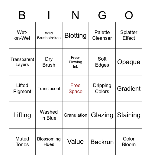 SOS Watercolor-themed BSB R28 Bingo Card