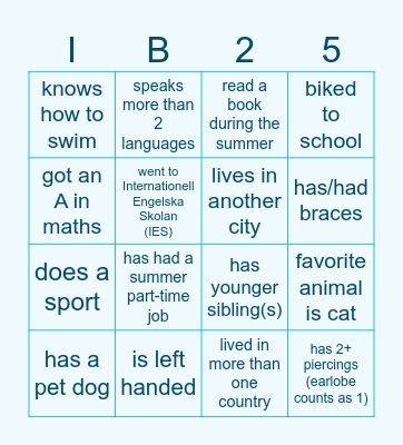 IB25 Bingo Card