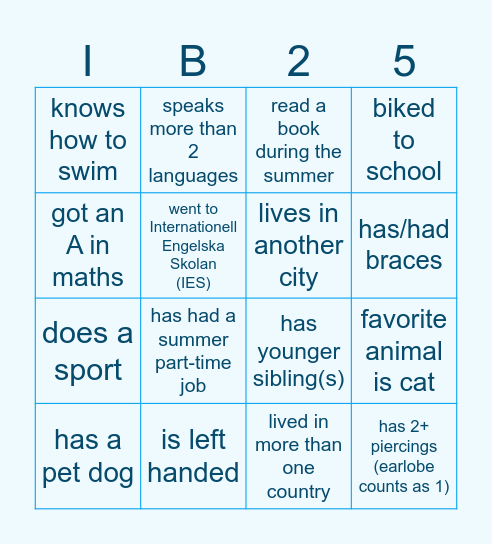 IB25 Bingo Card