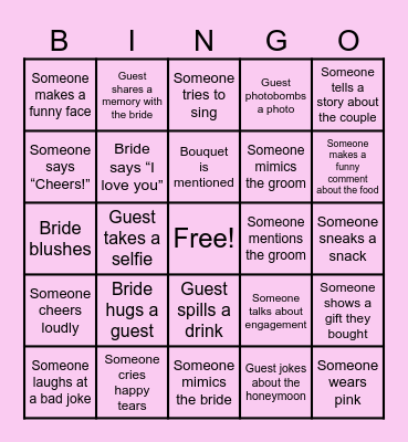 Bridal Shower Bingo Card