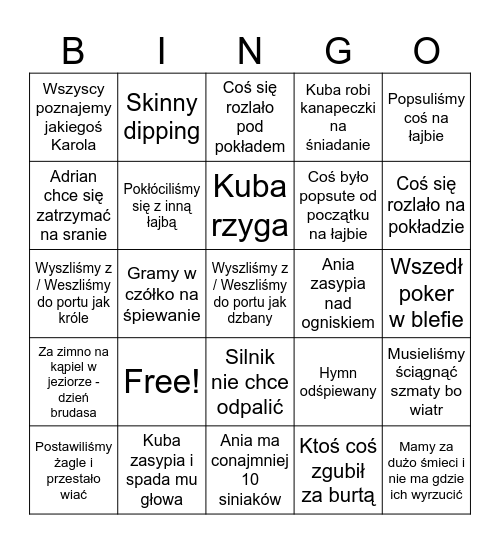Żaglosys 2025 Bingo Card