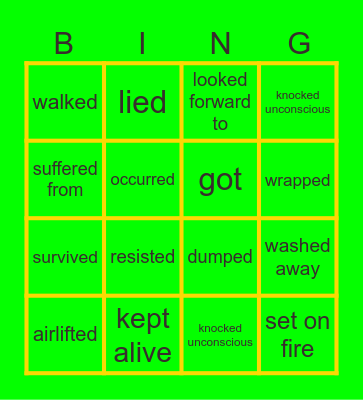 Past Tense Verbs Bingo Card