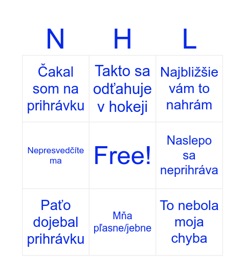 NHL 25 bingo Card