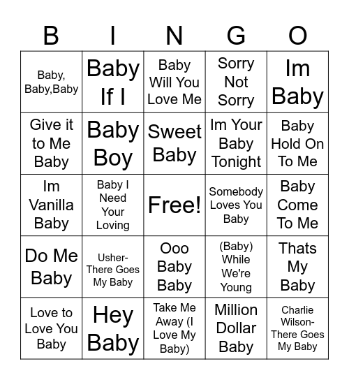 LISTEN for the baby BINGO! Bingo Card