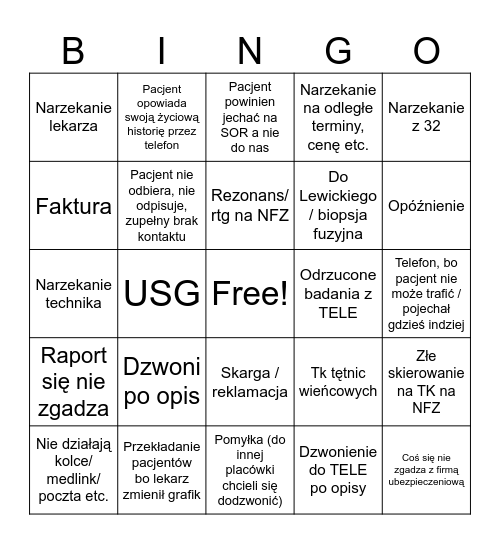 Radio Medica Bingo Card