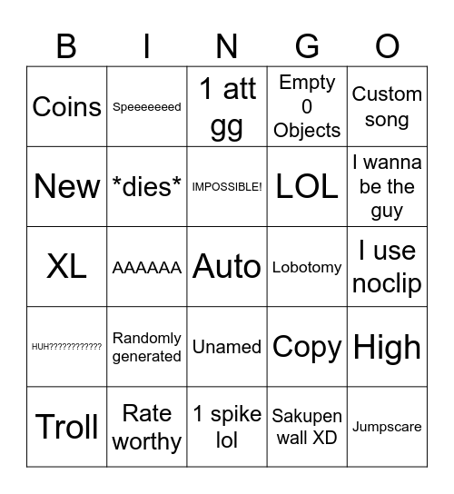 Gd bingo board Bingo Card