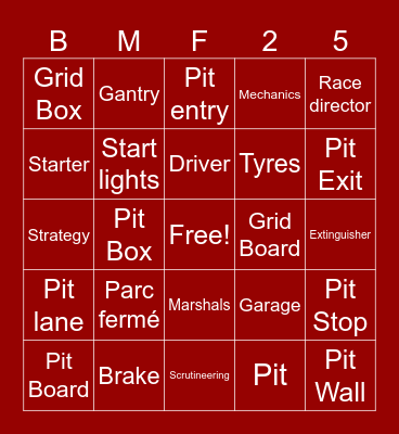 BMF 2025 Summer Camp Bingo Card