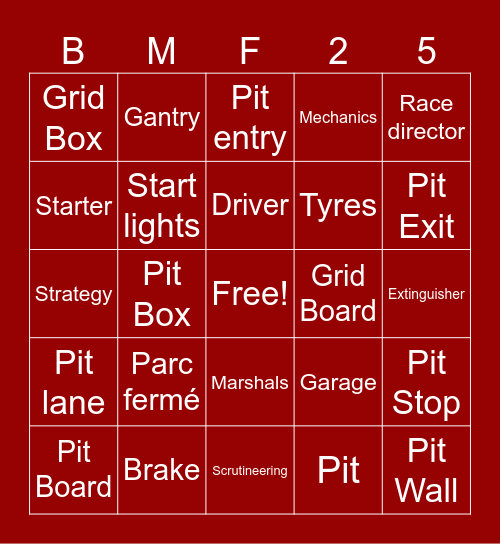 BMF 2025 Summer Camp Bingo Card