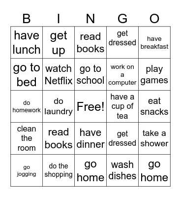 Daily Routines Bingo Card