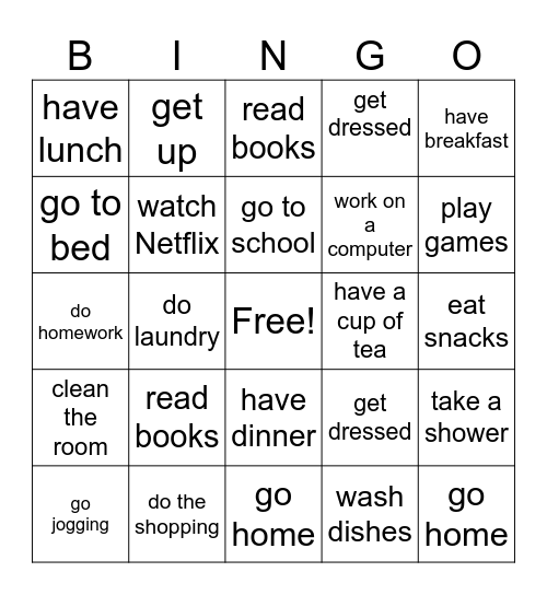 Daily Routines Bingo Card