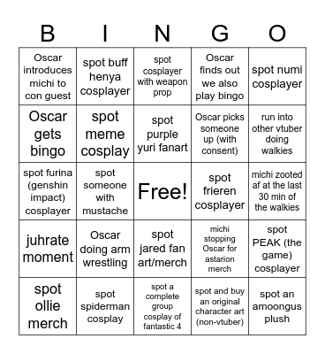 Michi's ANYC walkies bingo Card