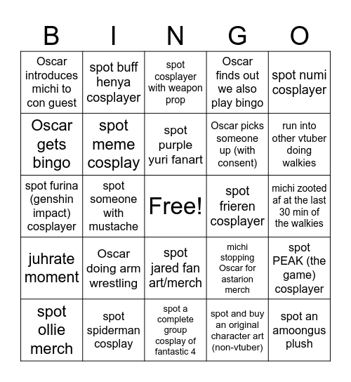Michi's ANYC walkies bingo Card