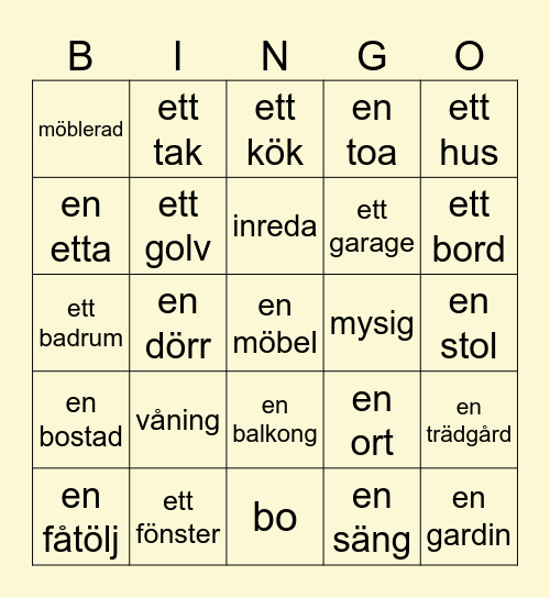 Fokus 4 Tema boende Bingo Card