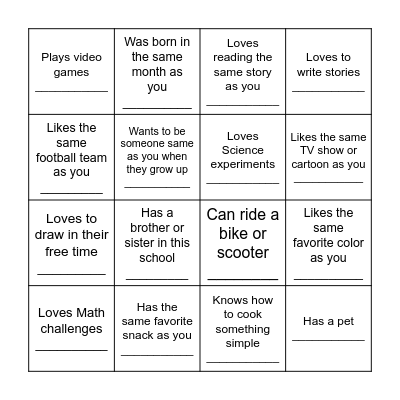 Get to Know Bingo Card