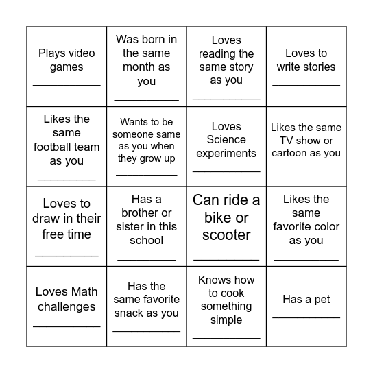 Get to Know Bingo Card