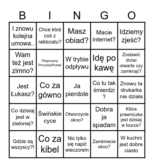 Bingo Komercyjne Bingo Card