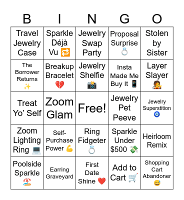 Jewelry Bingo Card