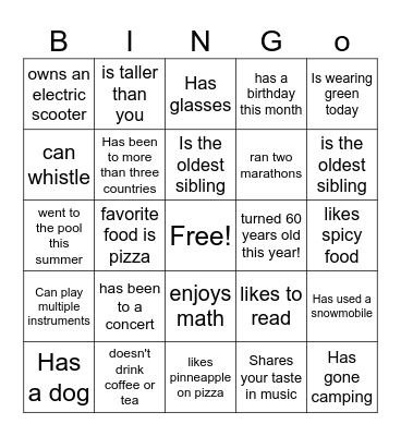 Find Someone Who... Bingo Card