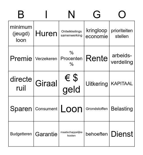 ECOnomie Bingo Card