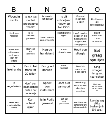 Kennismakingsbingo Card