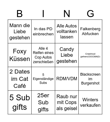 DONDERSTAG Bingo Card