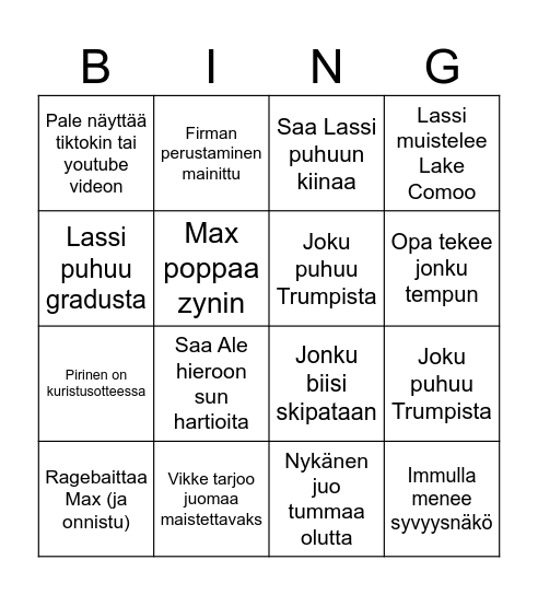 LOPI Kesäpäivät 25 Bingo Card
