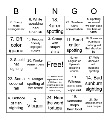 Maroma Bingo Card