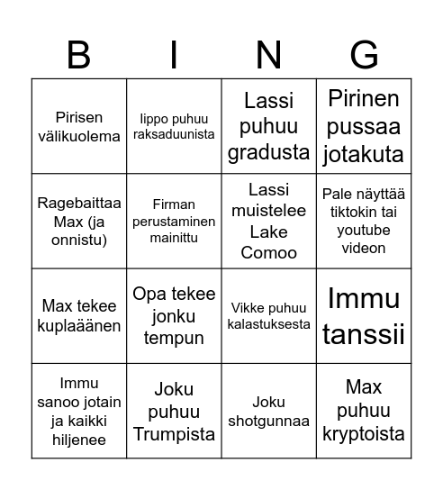 LOPI Kesäpäivät 25 Bingo Card