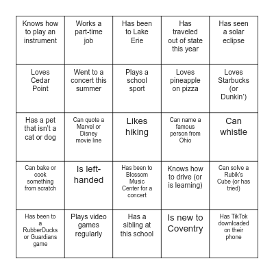 Find someone who... Bingo Card