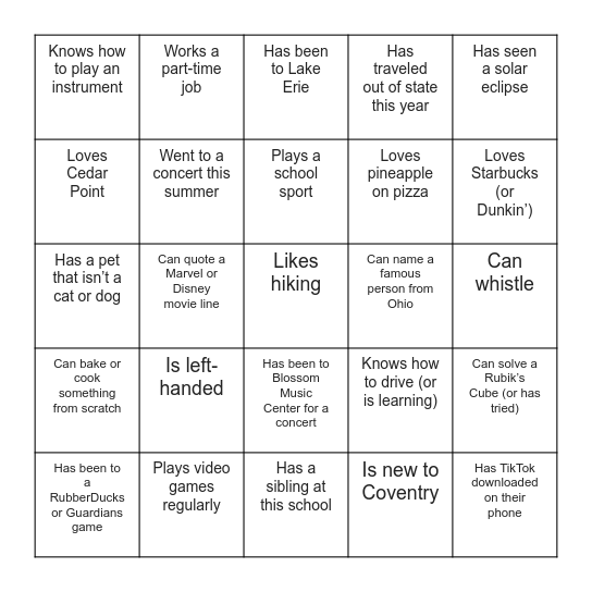 Find someone who... Bingo Card