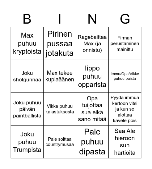 LOPI Kesäpäivät 25 - Lassi Bingo Card