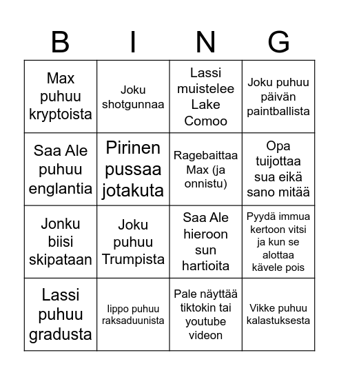 LOPI Kesäpäivät 25 Bingo Card