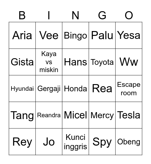 Bams Bingo Card