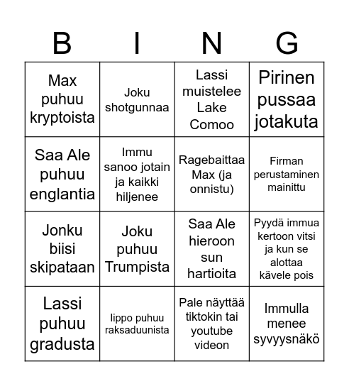 LOPI Kesäpäivät 25 Bingo Card
