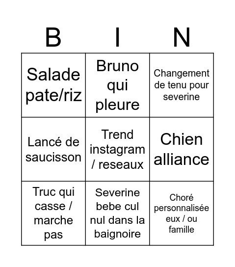 Mariège Bingo Card