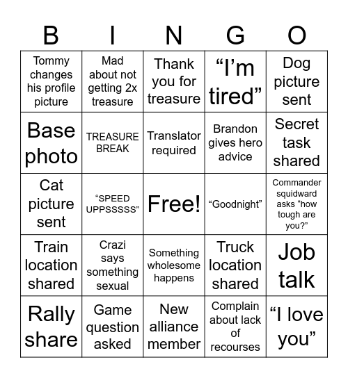 SKKS Bingo Card