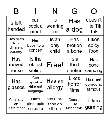 Icebreaker Bingo: Find Someone Who Bingo Card