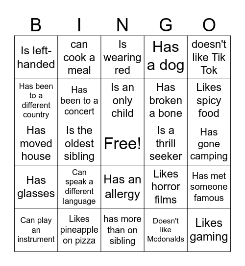 Icebreaker Bingo: Find Someone Who Bingo Card