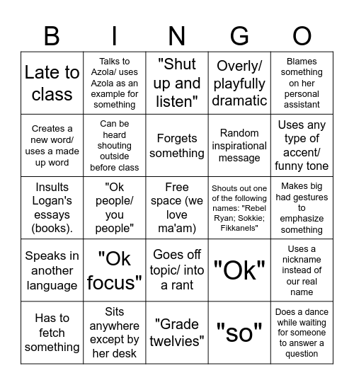 Hampton Bingo Card