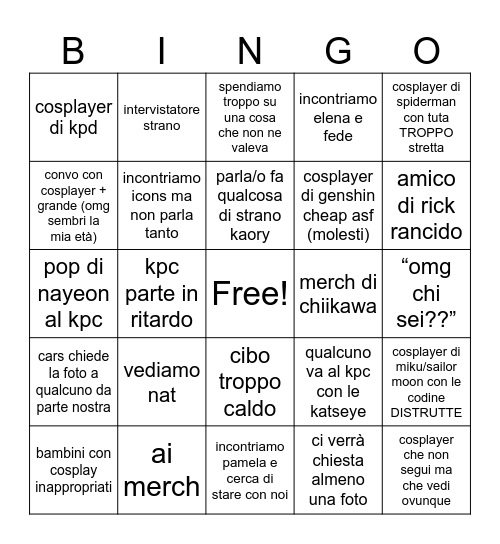 bingo pcc Bingo Card