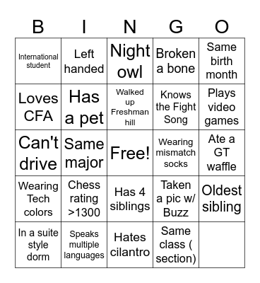 GT 1000 Bingo Card