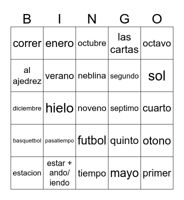 Duff Las Diversiones del Ano Bingo Card