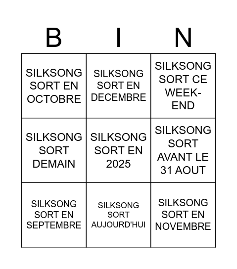 SILKSONG DIRECT Bingo Card