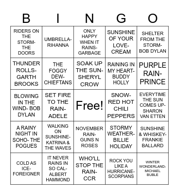HEY WEATHERMAN! Bingo Card